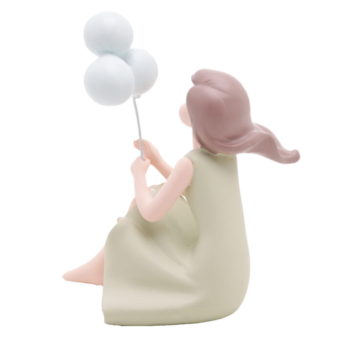 Figura decorativa de resina boneca com balões - Imagem 3