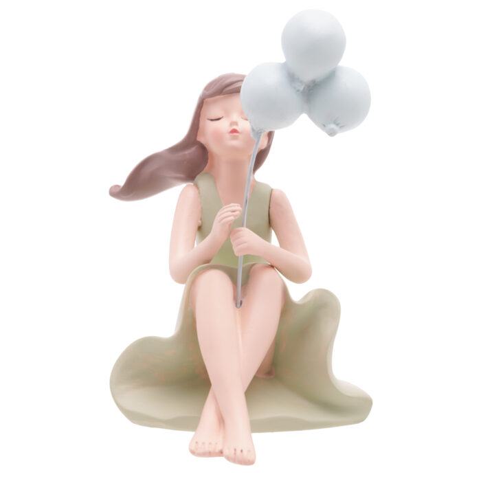 Figura decorativa de resina boneca com balões - Imagem 2