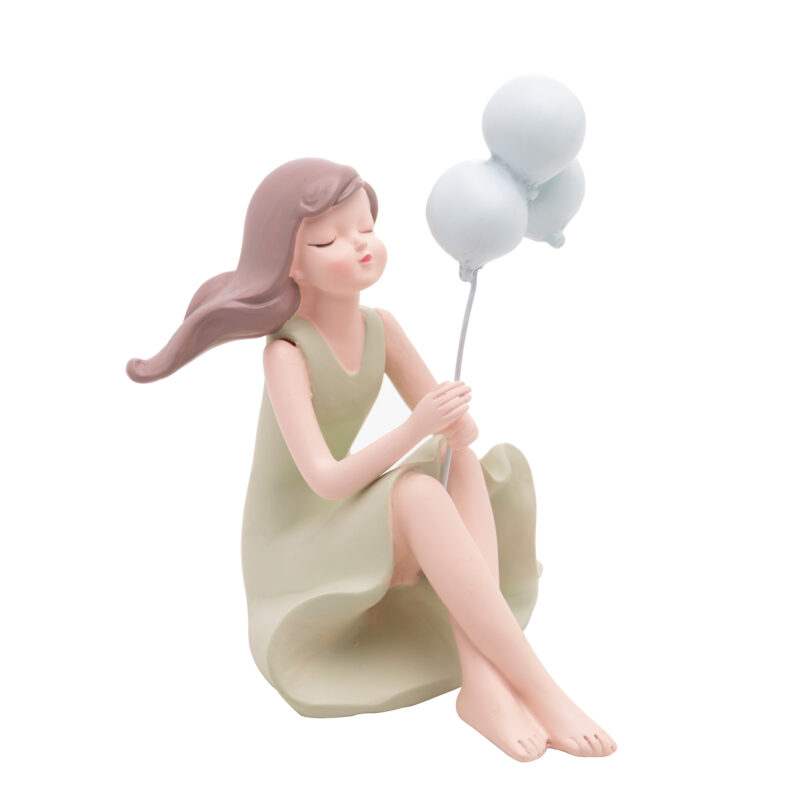 Figura decorativa de resina boneca com balões