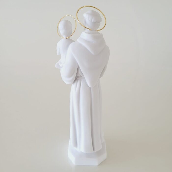 Estatueta de mármore Santo Antônio 25cm com auréola dourada - Imagem 2