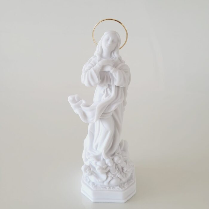 Estatueta de mármore de N Sra Imaculada Conceição 23cm c/ auréola