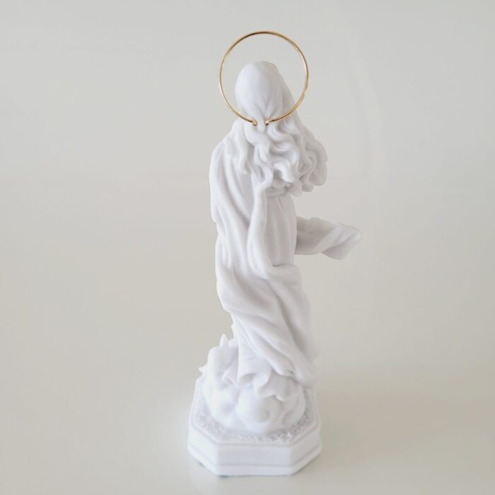 Estatueta de mármore de N Sra Imaculada Conceição 23cm c/ auréola - Imagem 2
