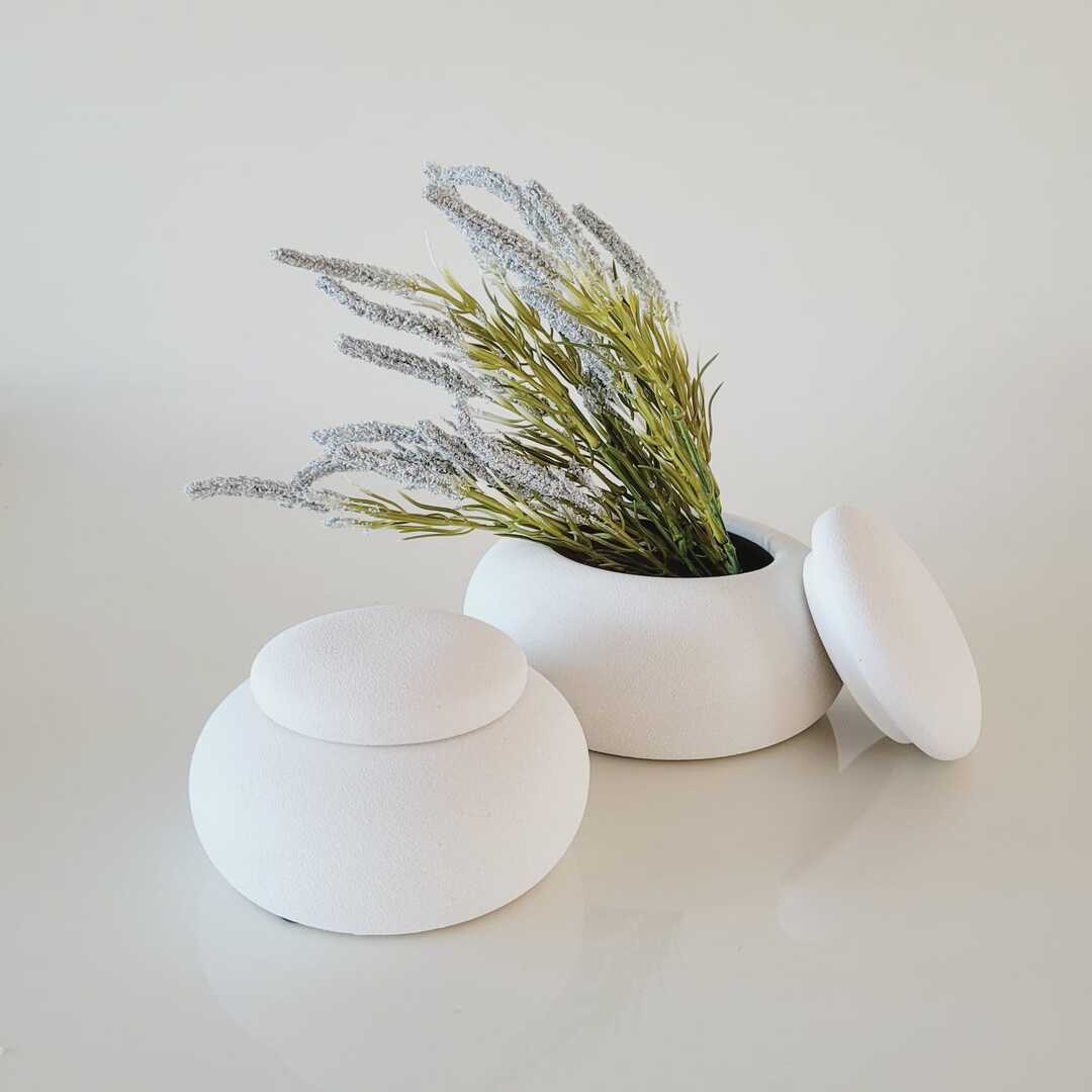 Potiche de cerâmica off white P - Imagem 3