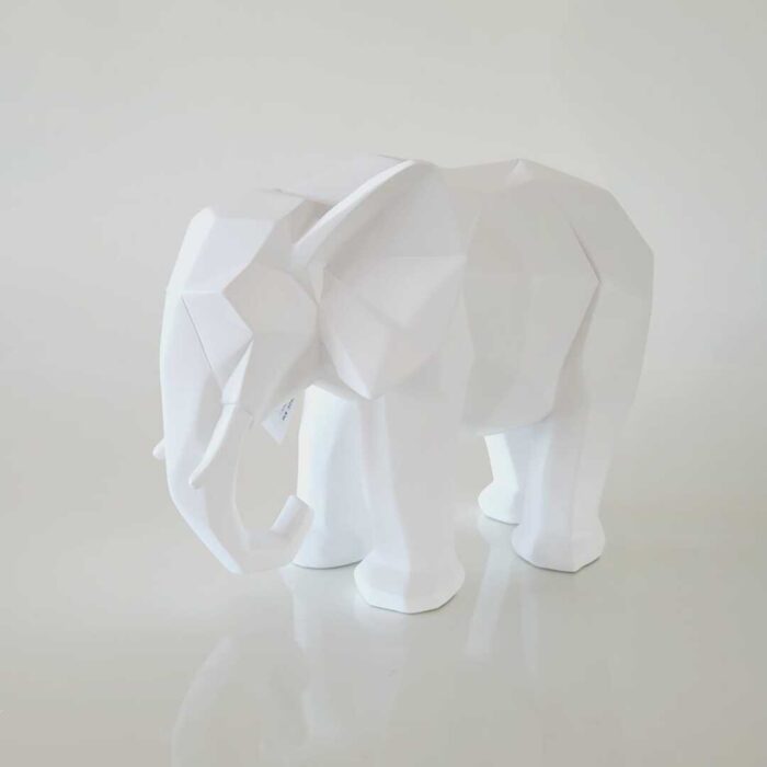 Escultura de resina Elefante geométrico P branco