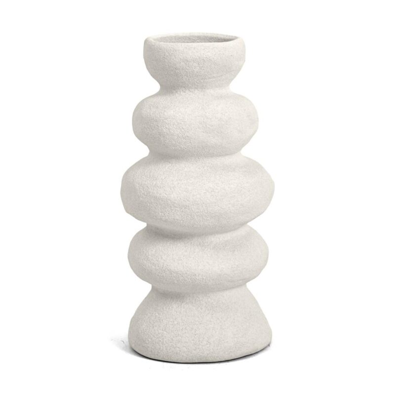 Vaso de cerâmica gomos P branco