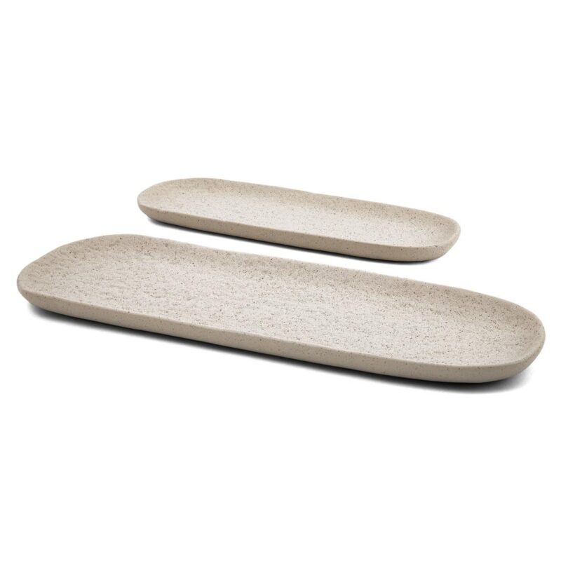 Bandeja de cerâmica rústica texturizada P bege