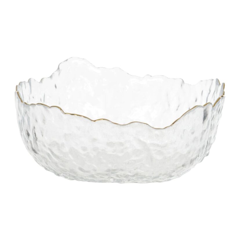 Bowl vidro martelado e filete dourado