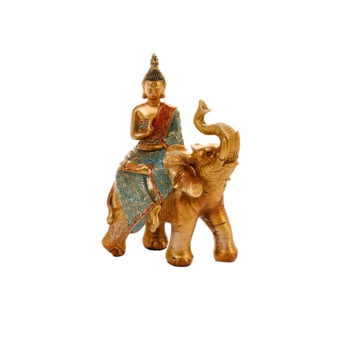 Estatueta de resina Buda no elefante