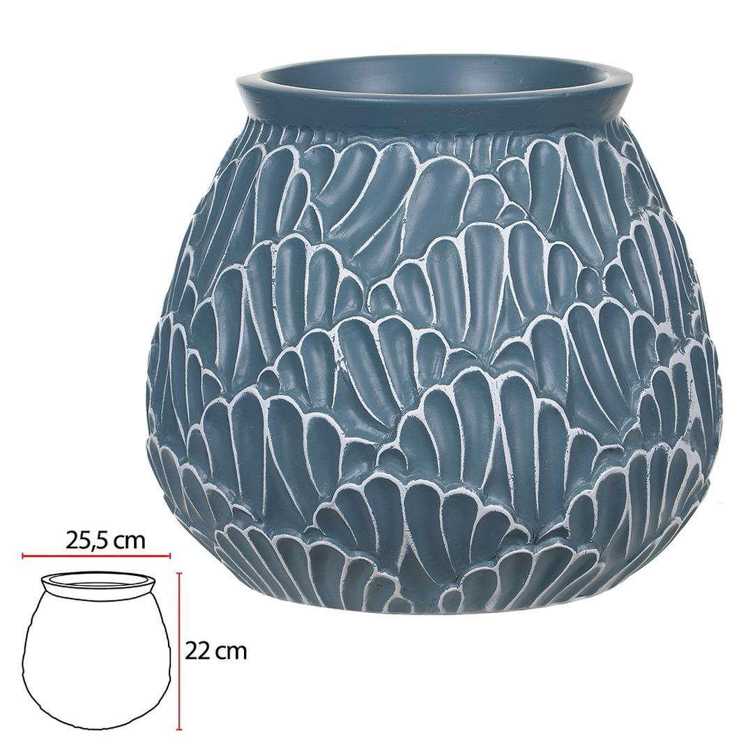 Vaso decorativo de resina azul e branco - Imagem 2