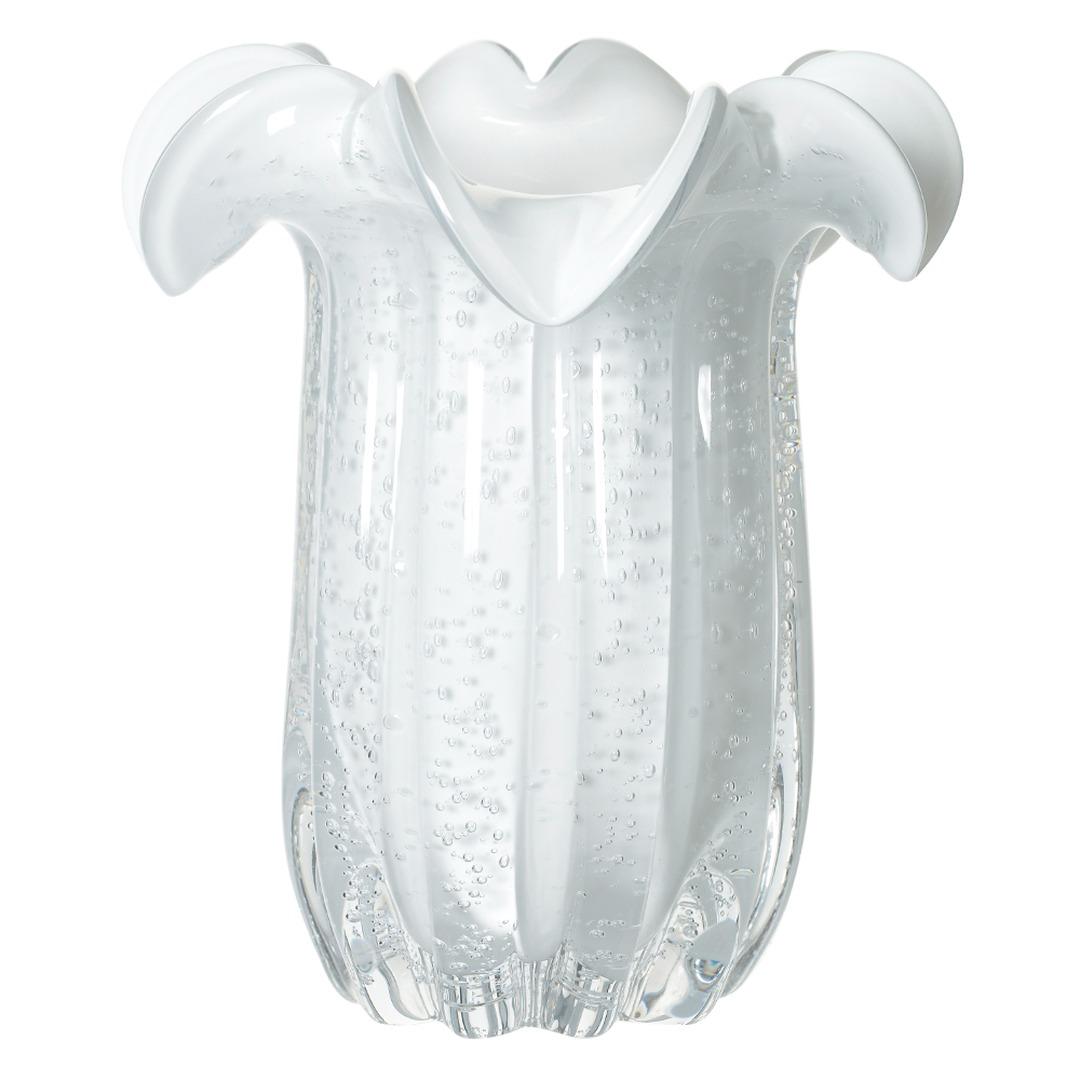 Vaso decorativo de vidro Murano branco