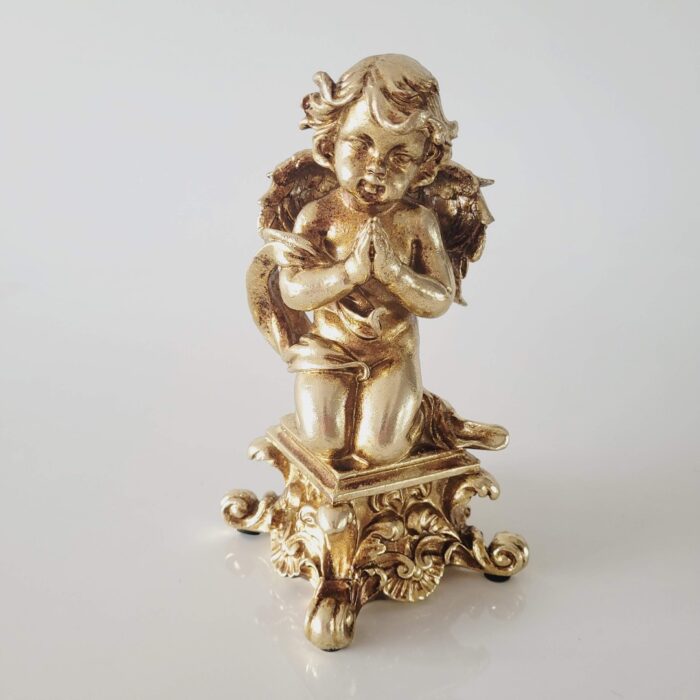 Estatueta de resina Anjo sentado dourado - Imagem 3