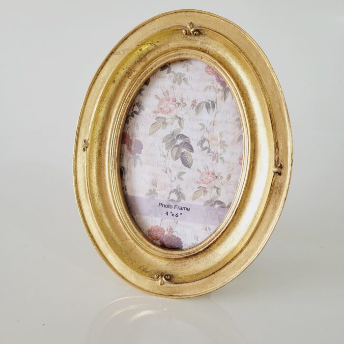 Porta retrato de resina oval dourado (10x15)