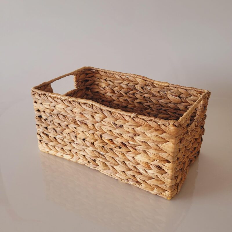 Cesto em fibra natural Seagrass retangular com alças e estrutura P
