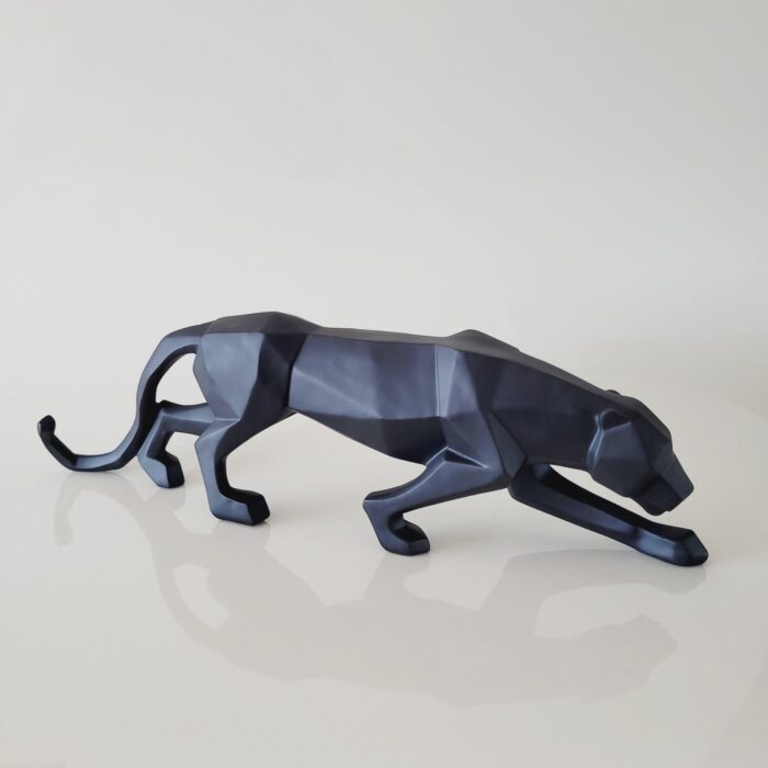 Escultura de resina Leopardo geométrico preto G