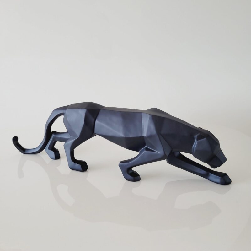 Escultura de resina Leopardo geométrico preto G
