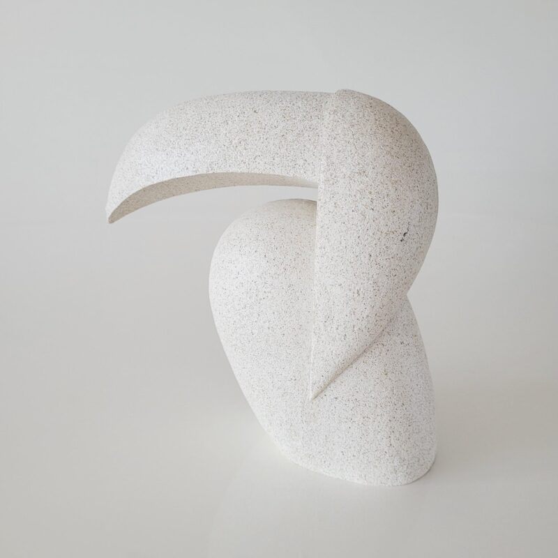 Escultura de resina Tucano estilizada off white