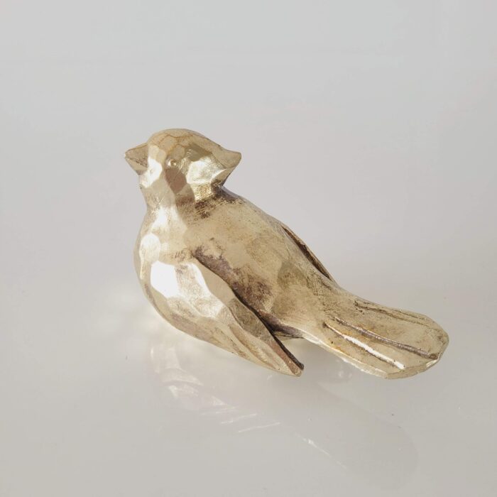 Estatueta de resina Pássaro geométrico dourado E 8,5x13x7