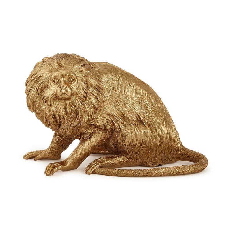 Escultura de resina Macaco Mico Leão Dourado