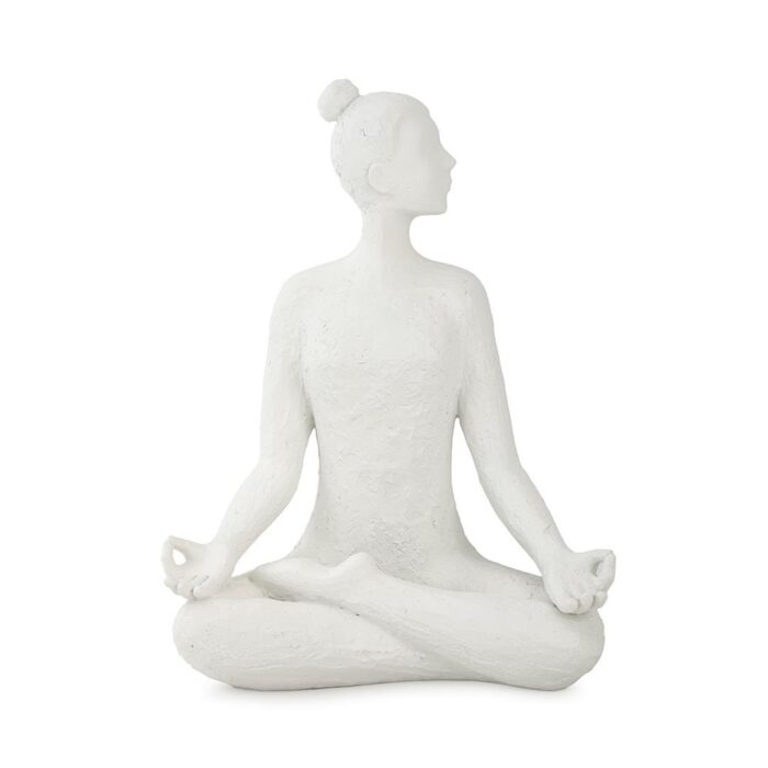 Estatueta de resina Mulher Meditando Yoga branco - Imagem 2