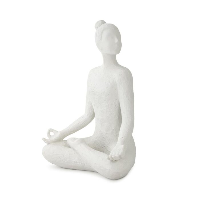Estatueta de resina Mulher Meditando Yoga branco