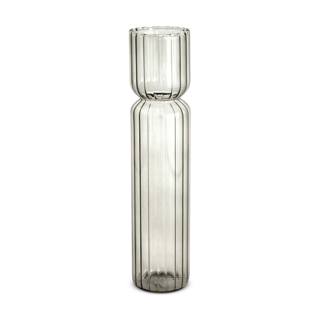 Vaso de vidro canelado acinturado verde G