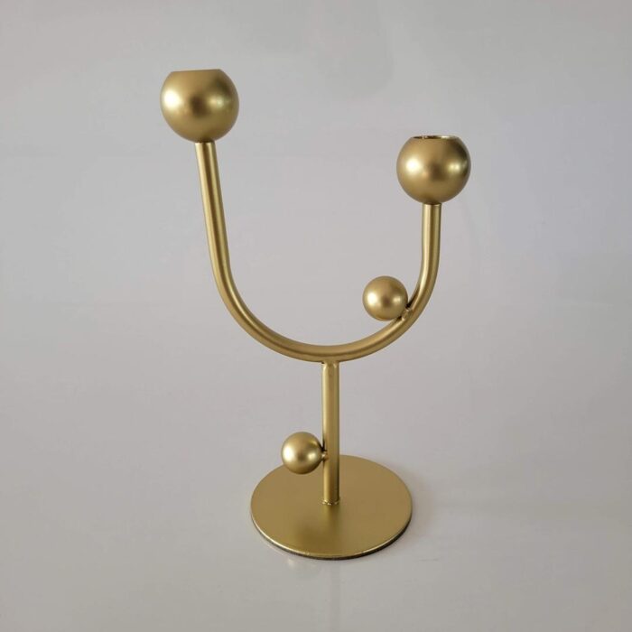 Castiçal de metal duplo dourado - Imagem 3