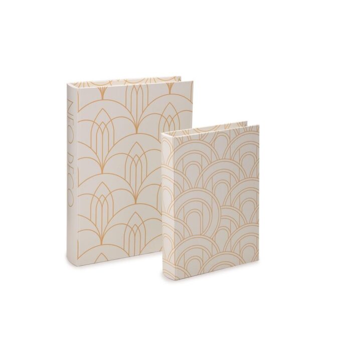 Caixa livro Art Deco off white G