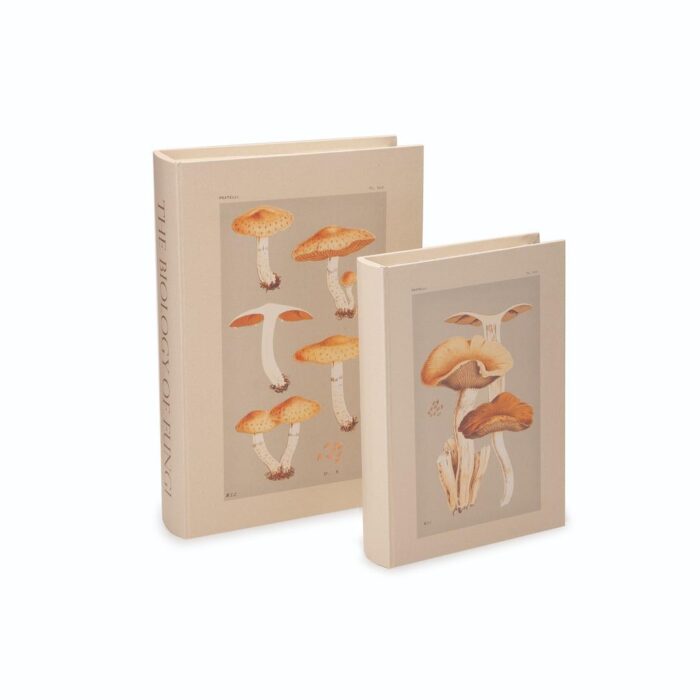 Caixa livro Cogumelos bege G