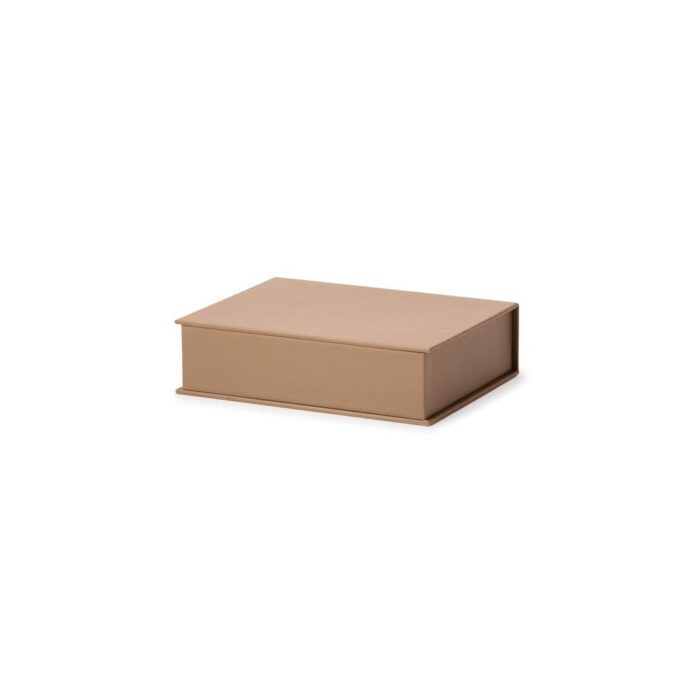 Caixa decorativa de MDF forrada com corino marrom P 6,5x24,5x19