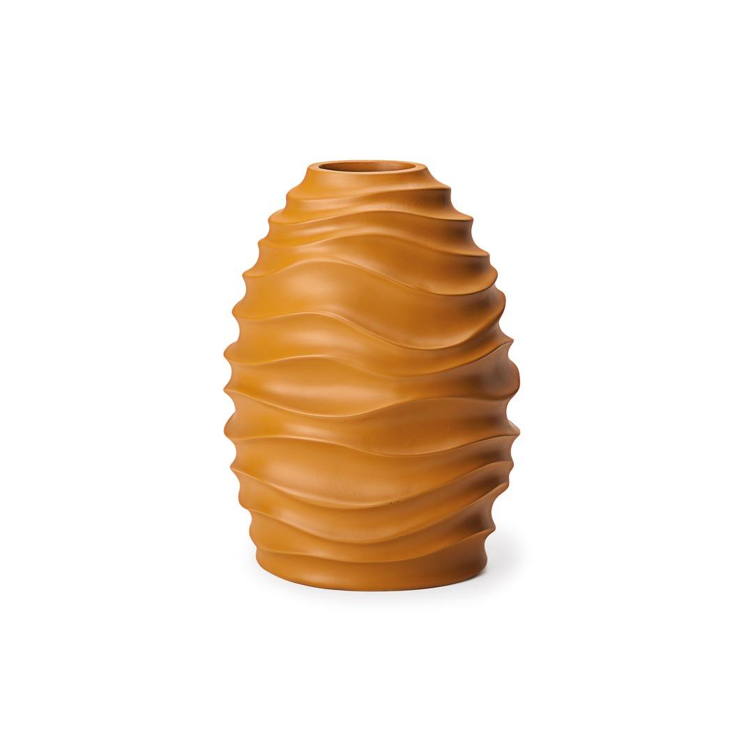 Vaso de resina ondas terracota G 30x18x15