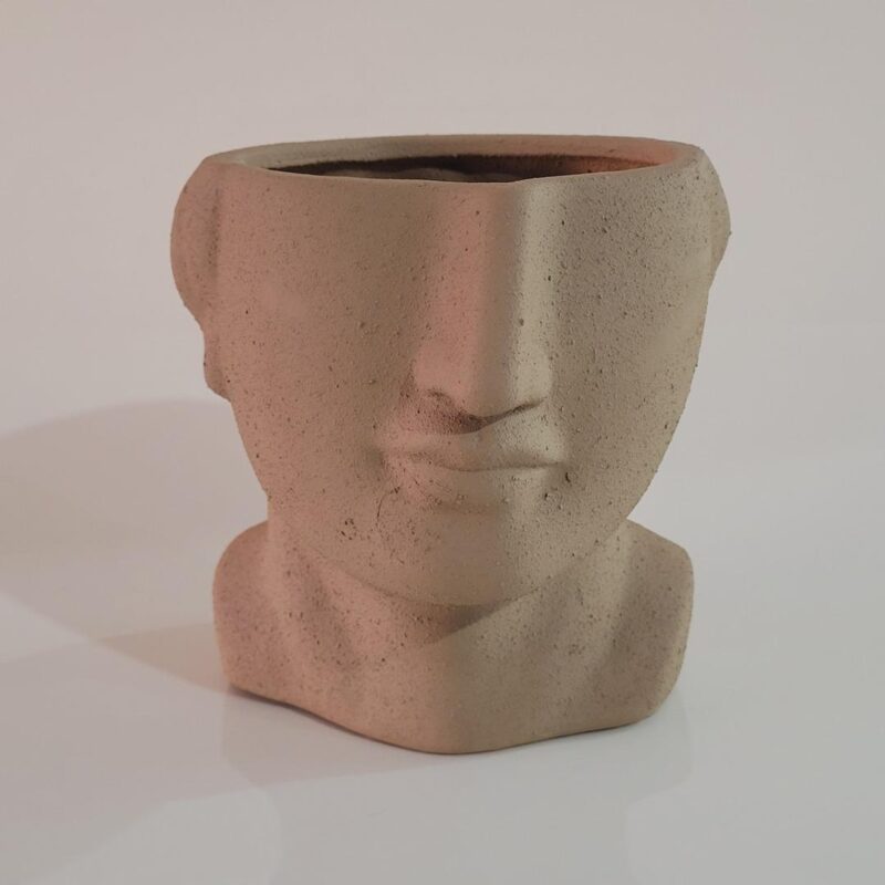 Cachepot de resina rosto bege 16xØ16