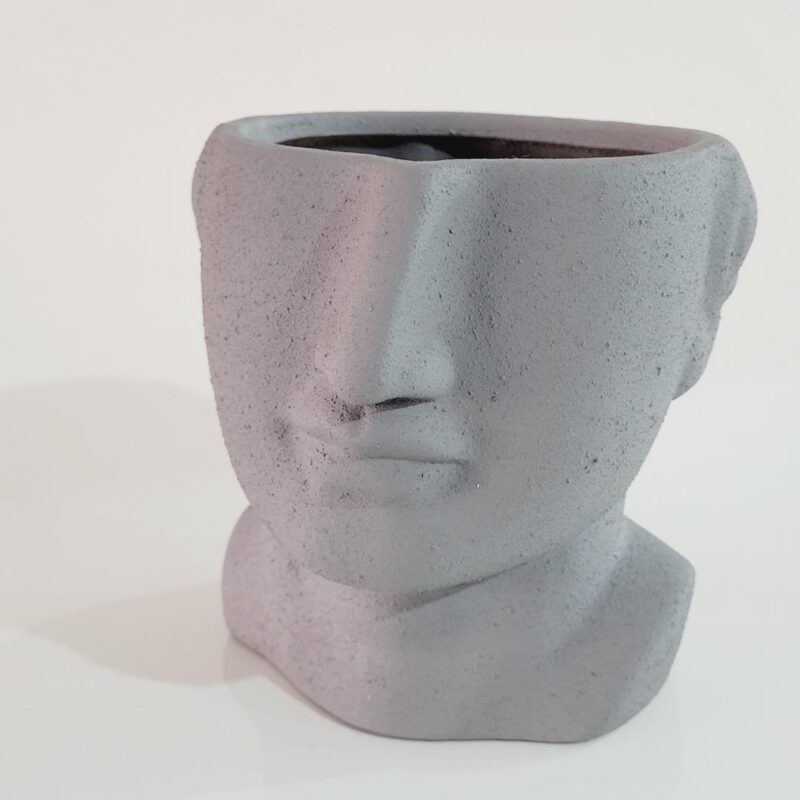 Cachepot de resina rosto cinza 16xØ16
