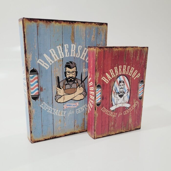 Caixa livro Barbeiro Barbershop par 30x21x6,5 24x16x4,5 - Imagem 2