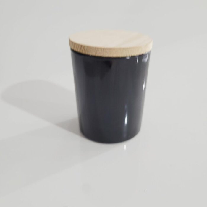 Vela aromática com tampa madeira e suporte de vidro preto 8xØ6,5 - Imagem 2