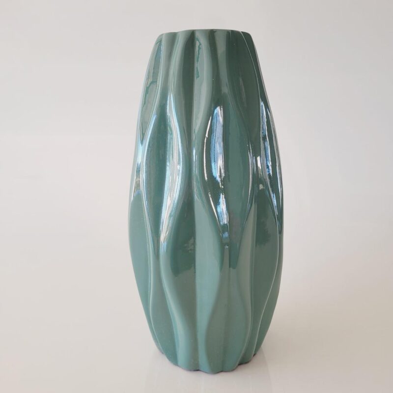 Vaso de cerâmica Missoni Guine ondas verticais verde P 30xØ15