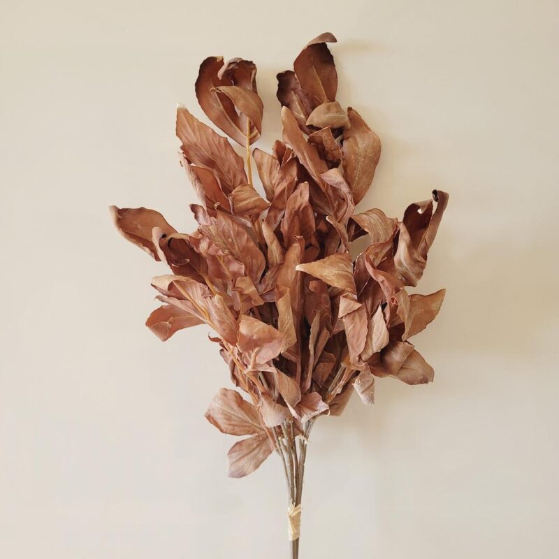 Haste ramalhete folhagem 41cm seca marrom