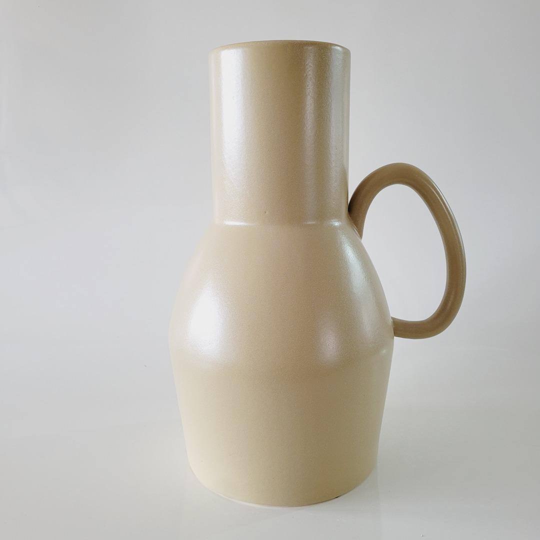 Vaso de cerâmica estilo jarro alça baixa verde GG 44xØ25x33