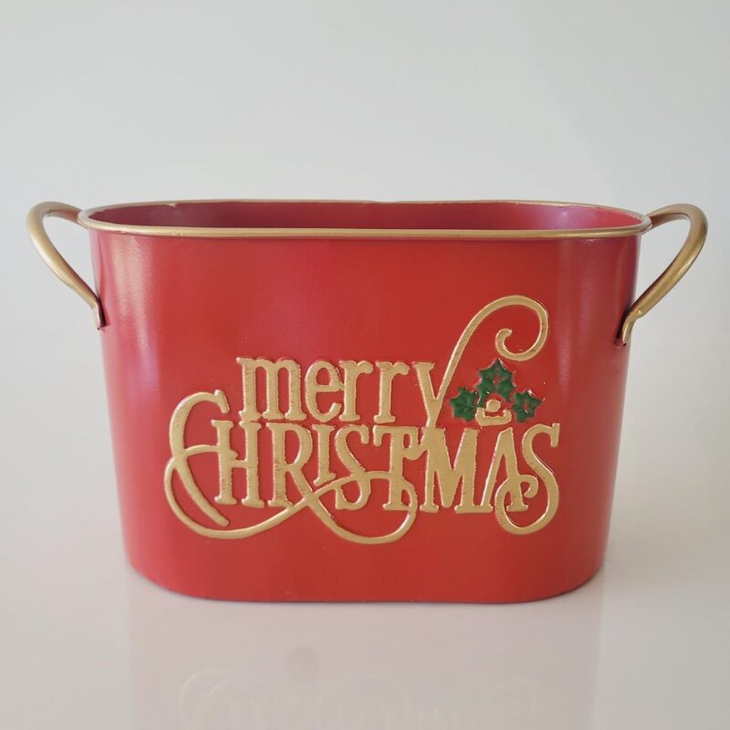 Cesto Natalino de metal Merry Christmas 16x29x14