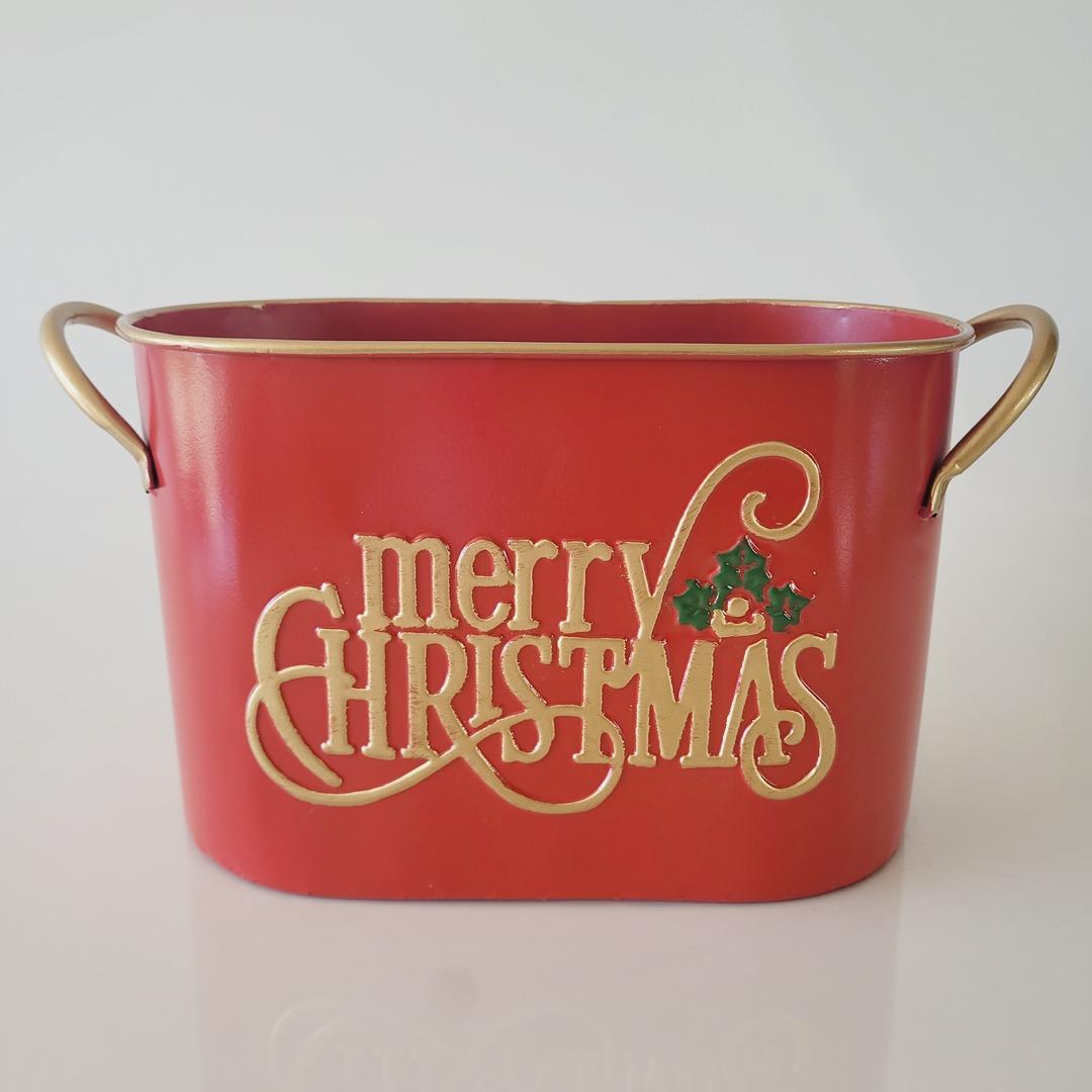 Cesto Natalino de metal Merry Christmas 16x29x14