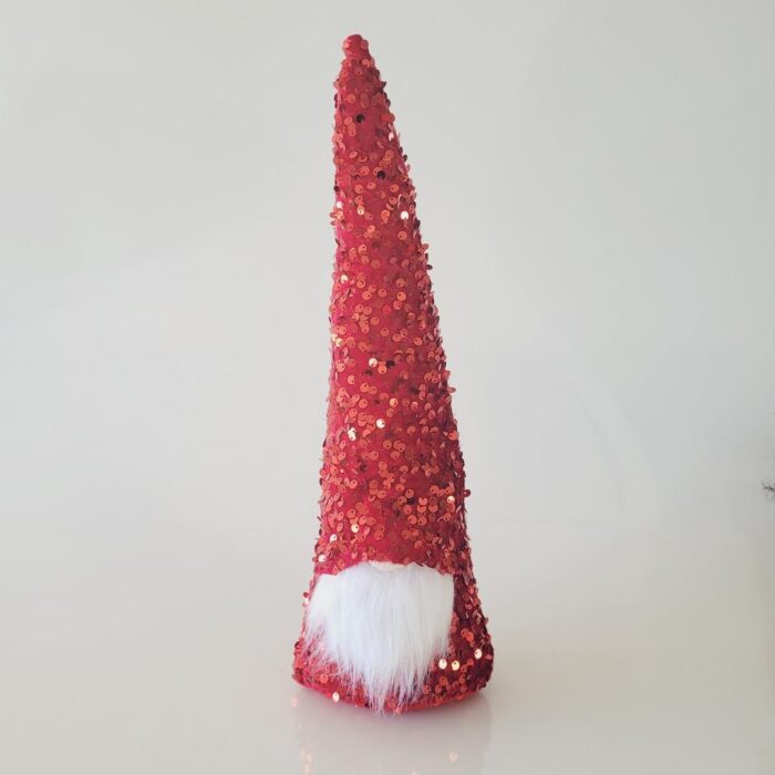 Gnomo de Natal vermelho com lantejoulas 35x12x8