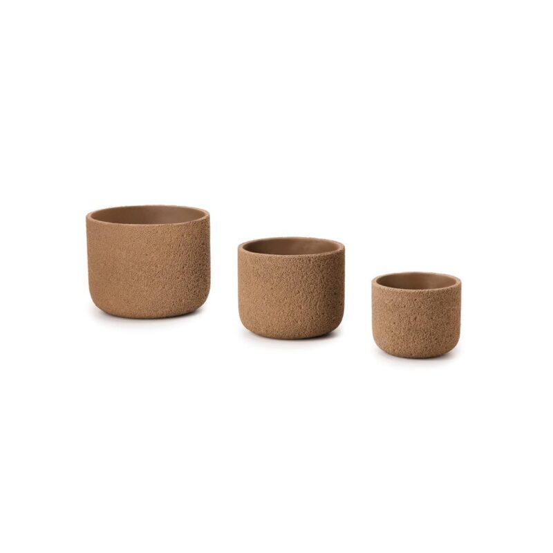 Cachepot de cimento texturizado marrom M 15xØ19