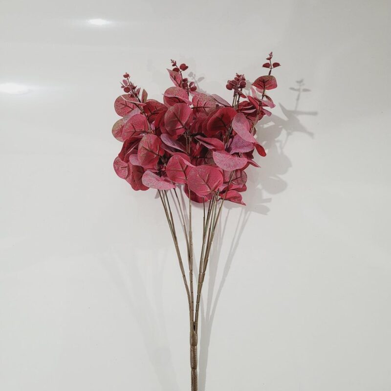 Buquê Eucalipto 55cm envelhecido outonal vermelho