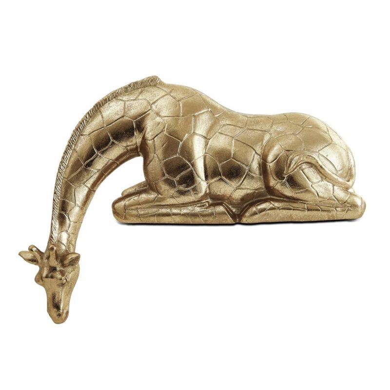 Escultura de resina Girafa dourada