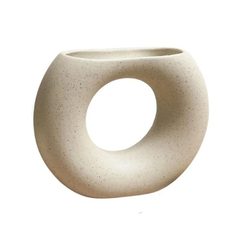 Vaso de cerâmica minimalista Nórdico redondo bege