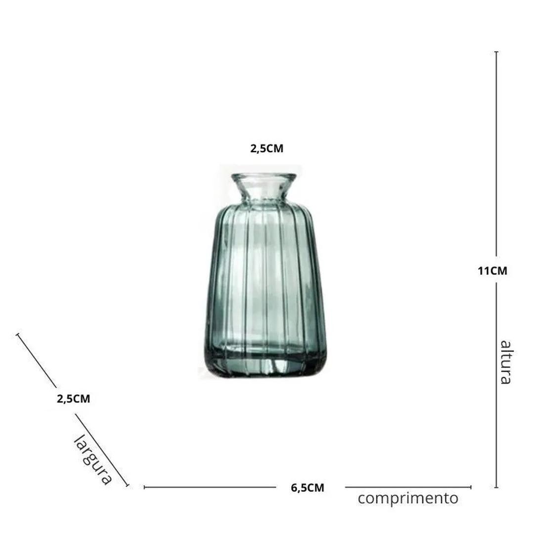Vaso de vidro mini estriado verde B - Imagem 2