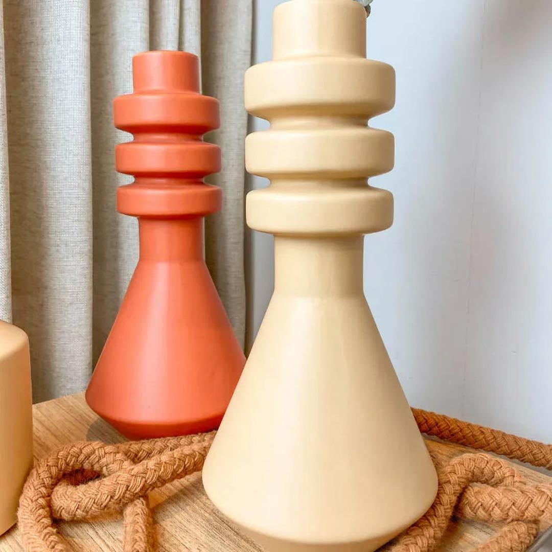 Vaso de cerâmica minimalista bege 27xØ12 - Imagem 3