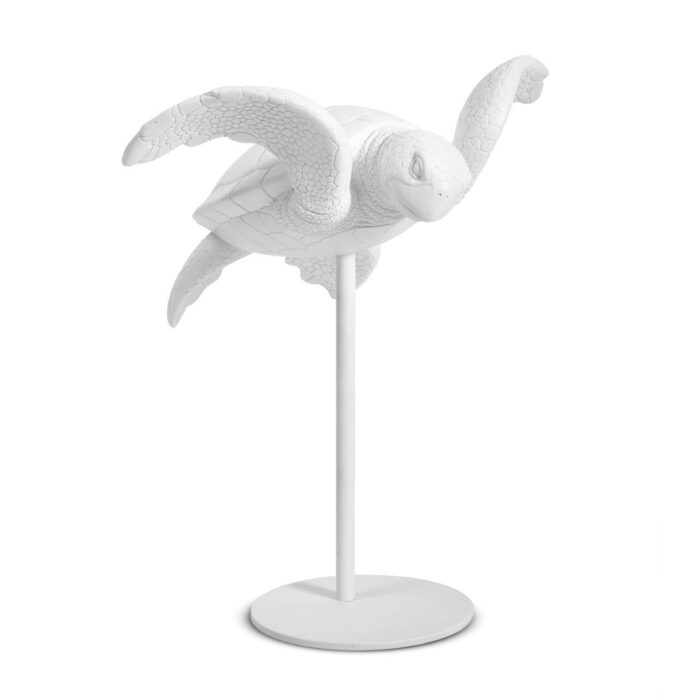 Escultura de resina e metal Tartaruga branco G