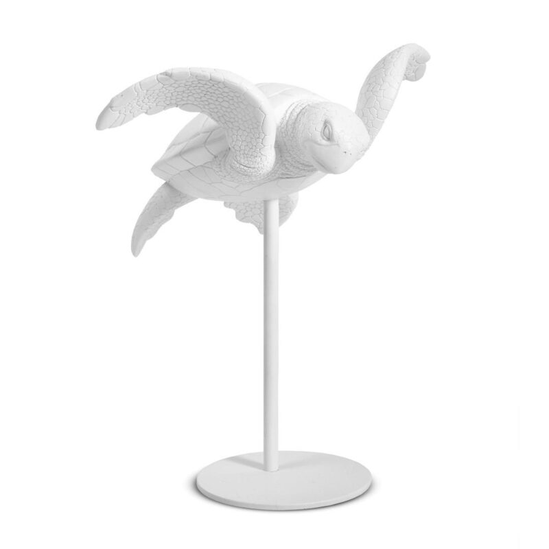 Escultura de resina e metal Tartaruga branco G
