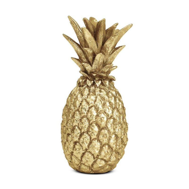 Escultura de resina abacaxi dourado P 11,5xØ5