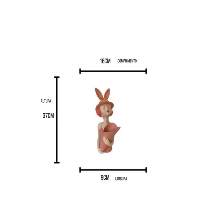 Figura decorativa de resina menina com cachepot rosa - Imagem 3